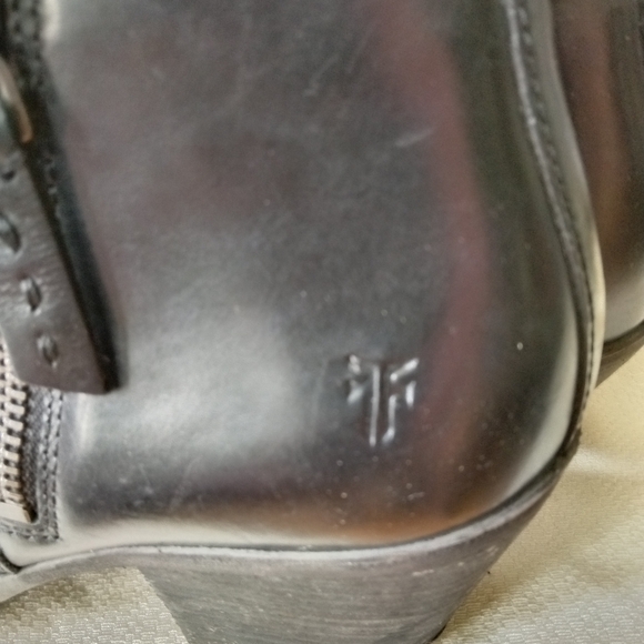 Frye women's double zipper ankle BROWN leather business casual short booties - Picture 9 of 10